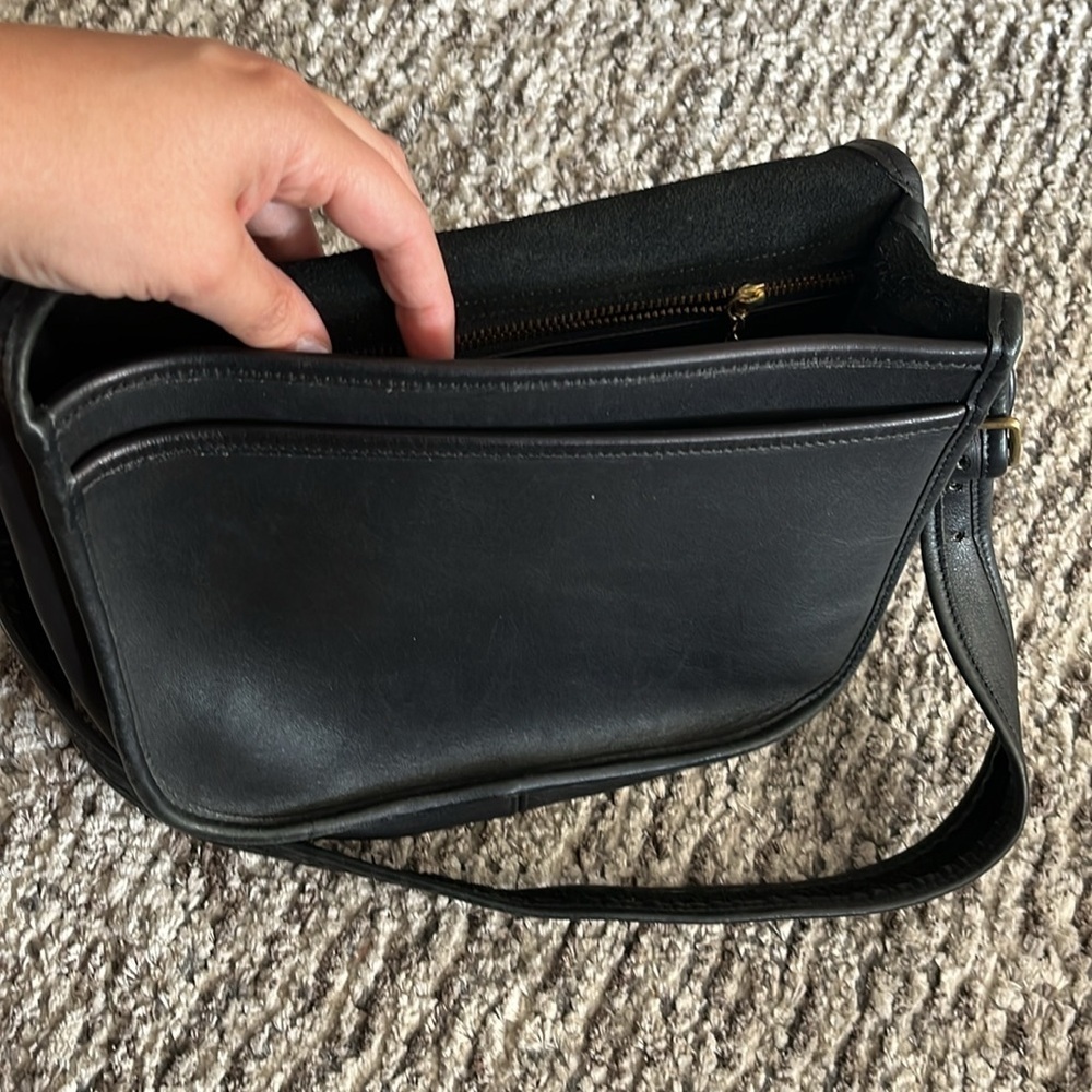 COACH vintage 098-6125 black leather saddle bag - Picture 3 of 7